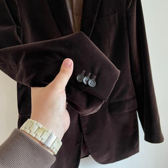 Banana Republic Brown Velvet Blazer Sport Coat SZ 40R Suit Jacket 2 Button EUC - Picture 3 of 14